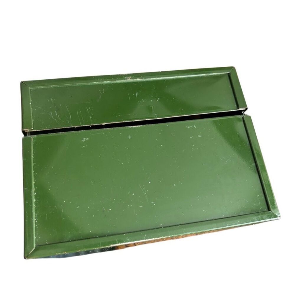 Vintage Ohio Art Green Recipe Box With Letter Separators